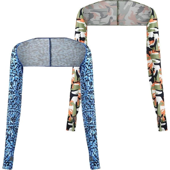 2PCS Cooling Shawl Arm Sleeve with Finger Hole Anti-UV Sun Protection Shrug for Golf & Outdoor Sports