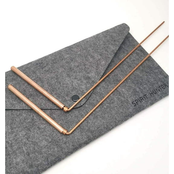 2PCS Copper Dowsing Rod, Divining Rods Upgraded Flexible Rotation Tool, Solid Copper and Brass Dowsing Rods with Bag, for Detect Gold, Water, Ghost Hunting, Yes or No Questions etc
