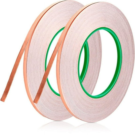 2PCS Copper Shielding Tape 1/4Inch X 164ft, Copper Foil Tape & Copper Shielding Tape for Copper Tape Conductive Adhesive