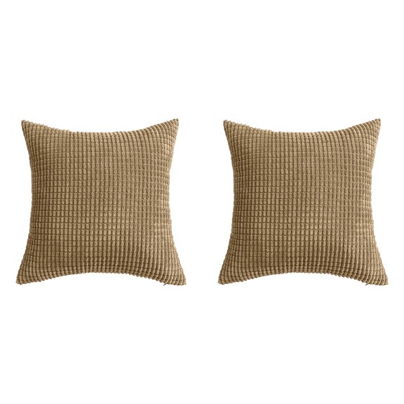 2PCS Corduroy Throw Pillow Covers 18x18 Inch Soft Throw Pillow Cases Decorative Cushion Covers for Living Room Couch Bed Sofa Farmhouse Boho Home Decor Fall Autumn Decor