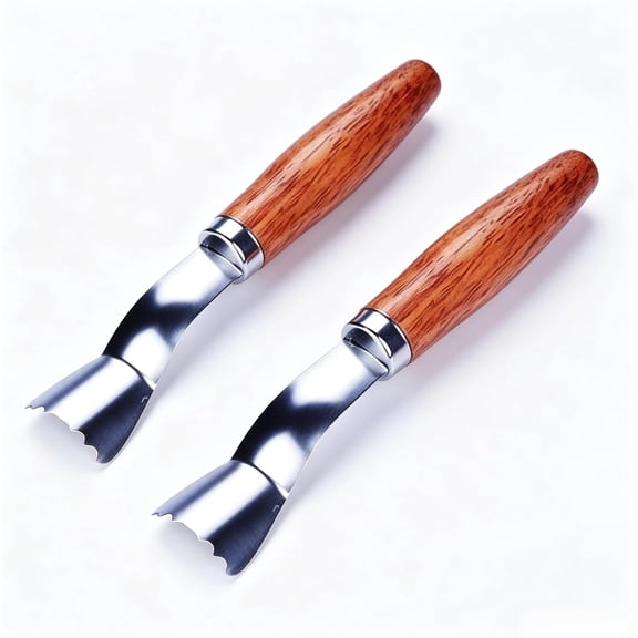 Generic Corn Kernel Remover Stainless Steel Serrated Edge Wooden Handle 2 Pack