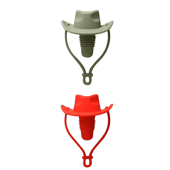 2PCS Cowboy Hat Silicone Wine Cork, Decorative Wine Stoppers for Wine Glass Bottles,Bottle Stopper with Sombrero Design,1 x red Wine Cork 1 x Olive Green Cork,Red & Olive Green