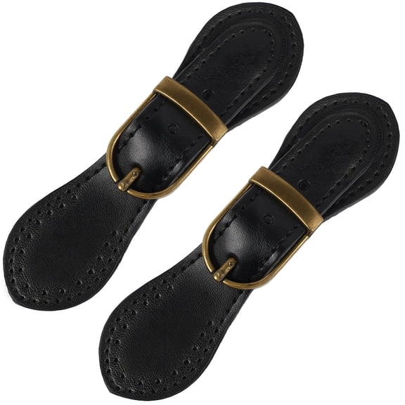 2PCS Cowhide Leather Cloak Clasp Fasteners Snap Toogle Button Genuine Leather Sewing on Tab Closures Metal Replacement Jacket Buckle