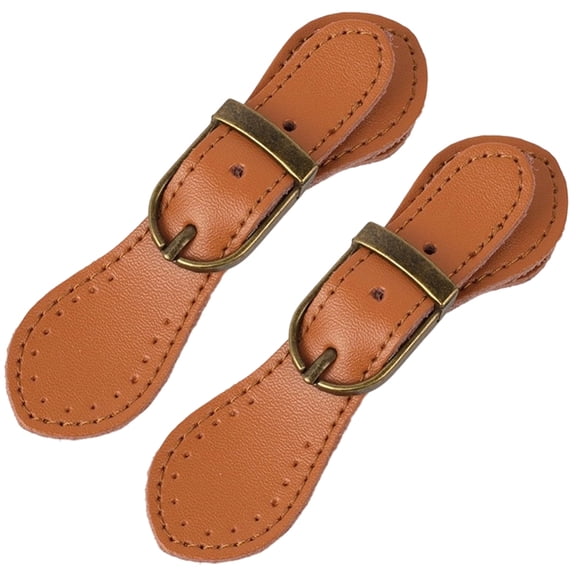 2PCS Cowhide Leather Sew on Toggles Closures Cloak Clasp Fasteners Genuine Leather Metal Coats Buckle Clip Replacement Bag Tab Lock