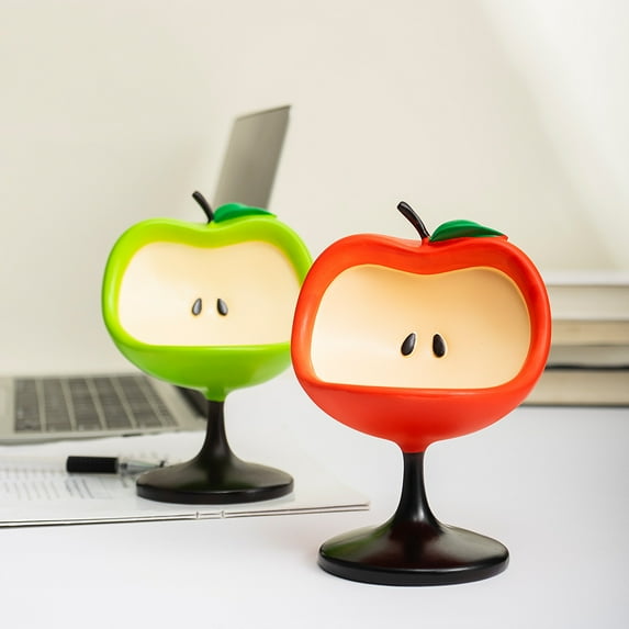 2PCS Creative Apple Shaped Chair Resin Sculpture, red and Green