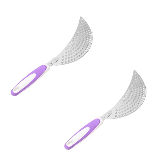2PCS Crescent Pot Strainer Stainless Steel Grease Pasta Strainer Insert Drainer with Handheld for Different Pot Pan Kitchen Tool,14.5 Inch(Purple)