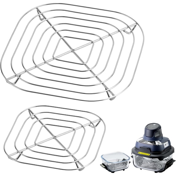 2PCS Crisper Stainless Steel Rack Compatible with Ninja Glass Air Fryer, Air Fryer Accessories for Ninja Crispi Air Fryer FN101 Ninja Crispi Pro Air Fryer AS101