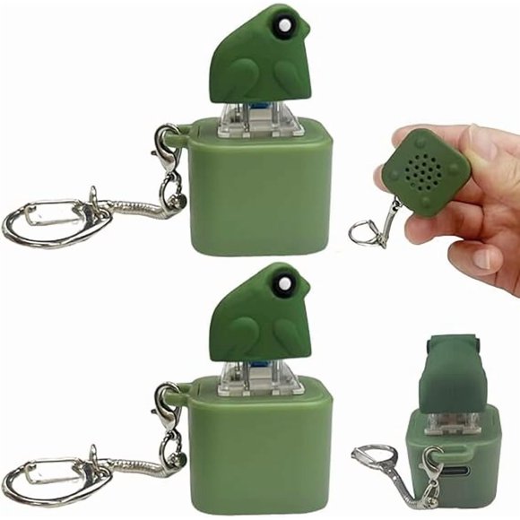 2PCS Croaking Frog Keychain,Rechargeable LED Clicky Keyboard,Adult Animal Sound Single Button Keychain