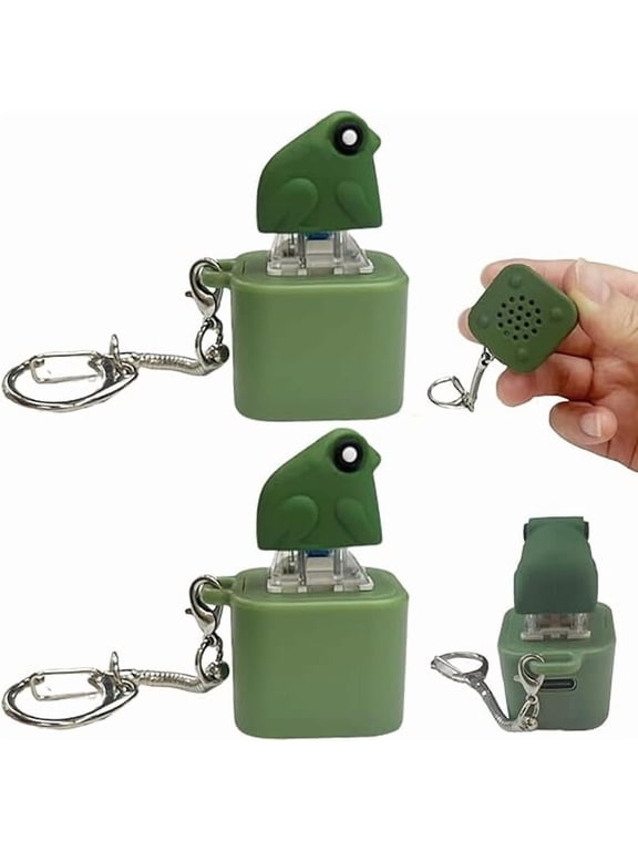 2PCS Croaking Frog Keychain,Rechargeable LED Clicky Keyboard,Adult Animal Sound Single Button Keychain