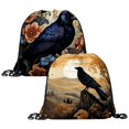 2PCS Crow Drawstring Bags Drawstring Gym Bag