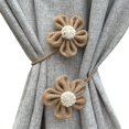 thumbnail image 1 of 2PCS Curtain Tie Backs for Curtain Drapes, Boho Farmhouse TieBacks for Curtains, Jute Rope with Flower, Natural Decor Shabby Chic Drapery Holder, 1 of 5