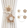 thumbnail image 1 of 2PCS Curtain Tie Backs for Curtain Drapes, Boho Farmhouse TieBacks for Curtains, Jute Rope with Flower, Natural Decor Shabby Chic Drapery Holder, 1 of 7