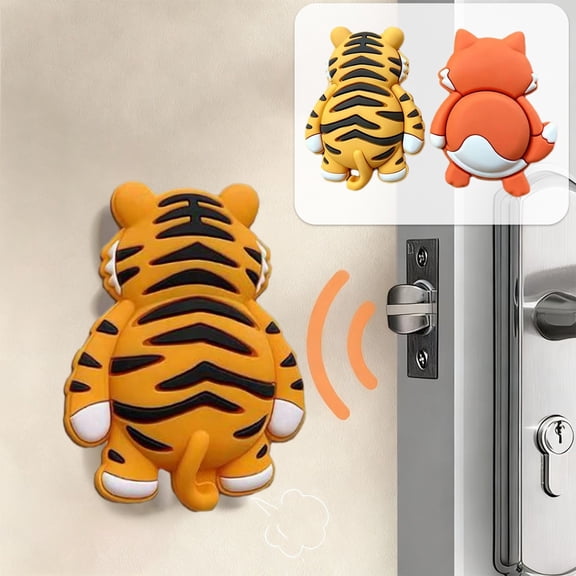 2PCS Cute Animal Shape Silent Silicone Bumper Stickers, Wall Collision Protector for Door Handle, Refrigerator Cabinet Anti Scratch Buffer Pads 3.5 Inch