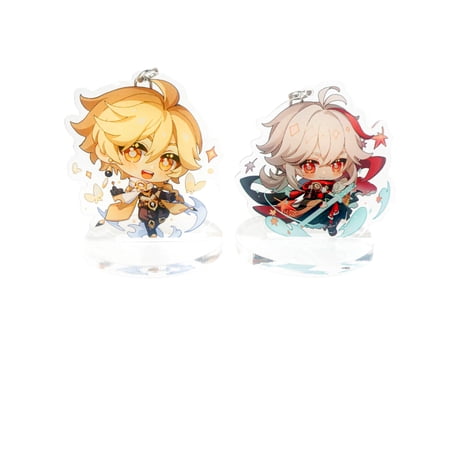 2PCS Cute Anime Game Genshin Impact Acrylic Figure Aether Kaedehara Kazuha Keychain Set Vision Cosplay Merch Key Chain(17)