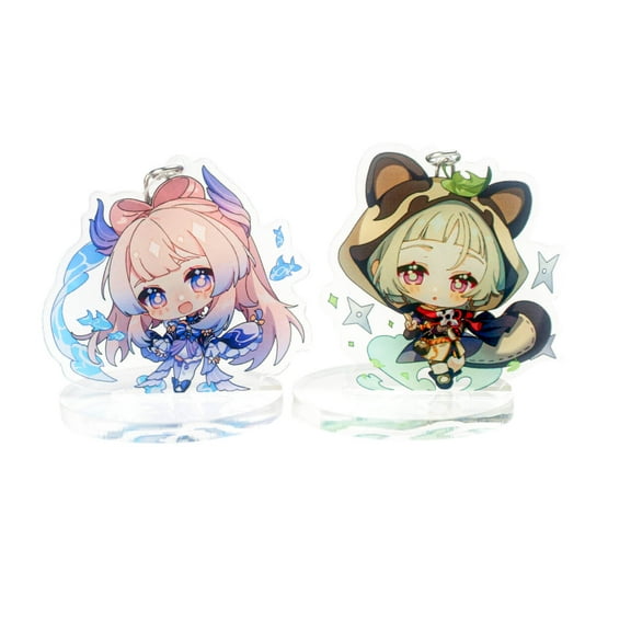 2PCS Cute Anime Game Genshin Impact Acrylic Figure Sangonomiya Kokomi Sayu Keychain Set Vision Cosplay Merch Key Chain(24)