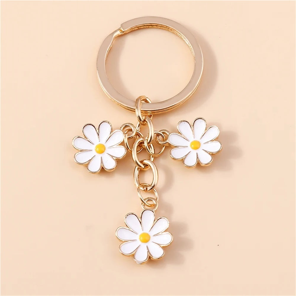 2PCS Cute Enamel Keychain Colorful Sakura Flower Key Ring Sweet Key ...