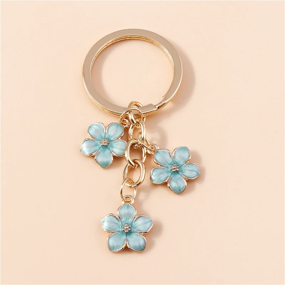 2PCS Cute Enamel Keychain Colorful Sakura Flower Key Ring Sweet Key ...