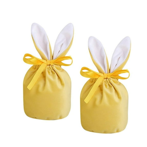 2PCS Cute Wedding Birthday Party Valentine Easter Bunny Bags Candy Bags Gift Packing Bag Easter Rabbit YELLOW