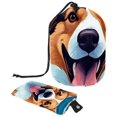 2PCS Cute Dog Travel Cosmetic Bag Makeup Organizer, Drawstring