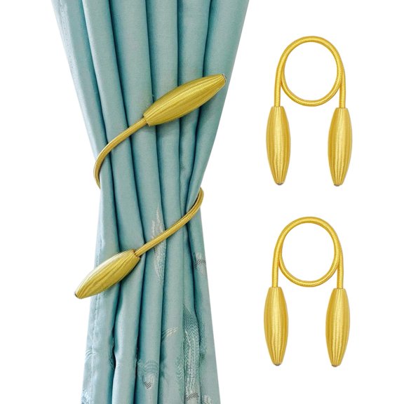 2PCS-DIY Curtain Tiebacks Clips Creative Variety Shape Twist Curtain Holdbacks European Style Curtain Holders for Living Room Home Window Drapery(Gold)