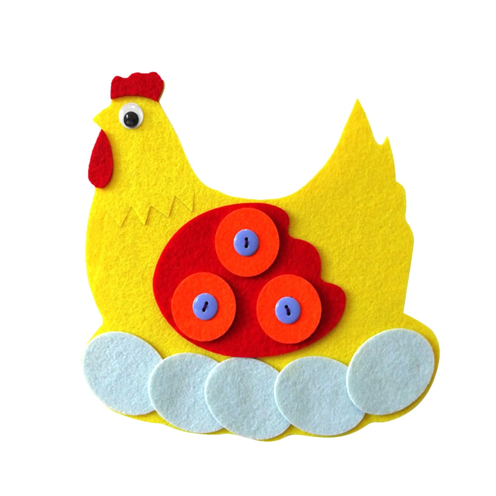 2PCS DIY Nonwovens Handmade Toys Cartoon Hen Hatched Egg Button Toy