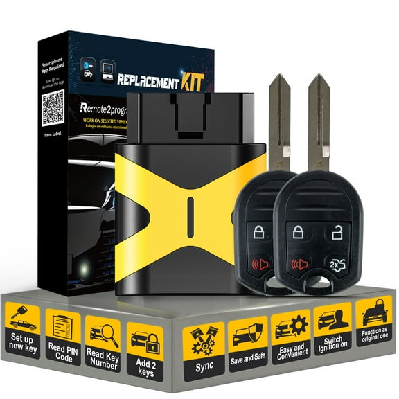 2PCS DIY Programming Uncut Car Key Fob 80 BIT Replacement for 2007 - 2012 Ford Edge/Escape/Lincoln MKS with FCC: OUCD6000022