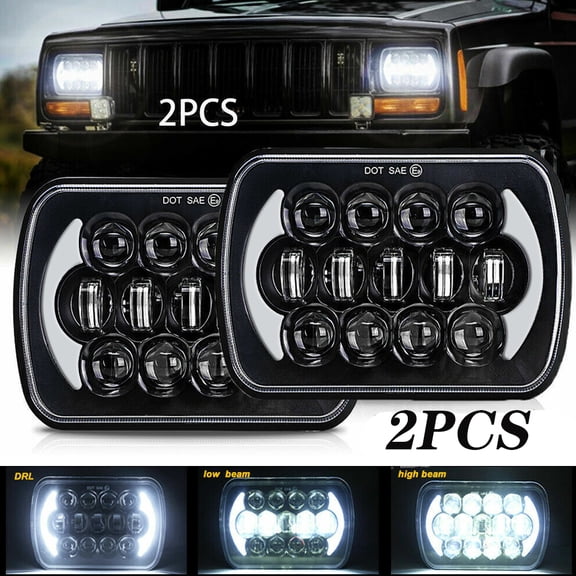 2PCS DOT 5x7" 7x6inch Rectange LED Headlight DRL For Chevy G10 G20 G30 Van 1978-1995
