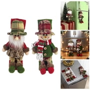 2PCS Dangle Leg Santa and Snowman Shelf Sitters with Dangling Legs | Whimsical Christmas Decor for Home, Office & Mantel | Traditional Fabric Holiday Figurines