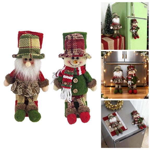 2PCS Dangle Leg Santa and Snowman Shelf Sitters with Dangling Legs | Whimsical Christmas Decor for Home, Office & Mantel | Traditional Fabric Holiday Figurines