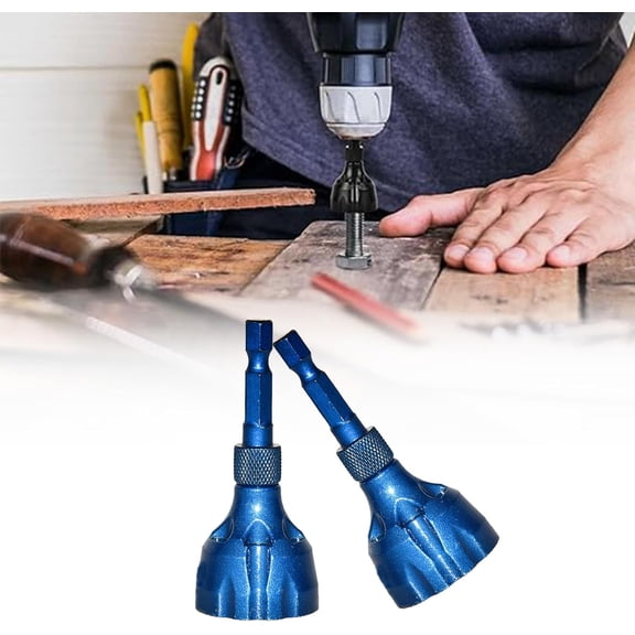 2PCS Deburring External Chamfer Tool with Tungsten Carbide Blade, Deburring Drill Bit Remove Burr Tools - for Bolts 1/8"- 3/4" (Blue)