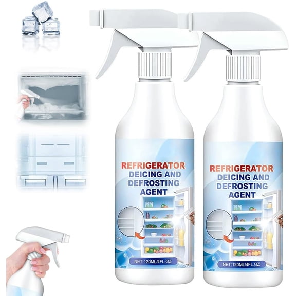 2PCS Defrosting Spray for Fridge Freezer, 4fl.oz Defrost Spray for Fridge Freezer, Refrigerator Defrosting Deicer Spray, De-Icer for Refrigerator Defroster, Efficiently Fast Removes Ice Buildup(xxw)