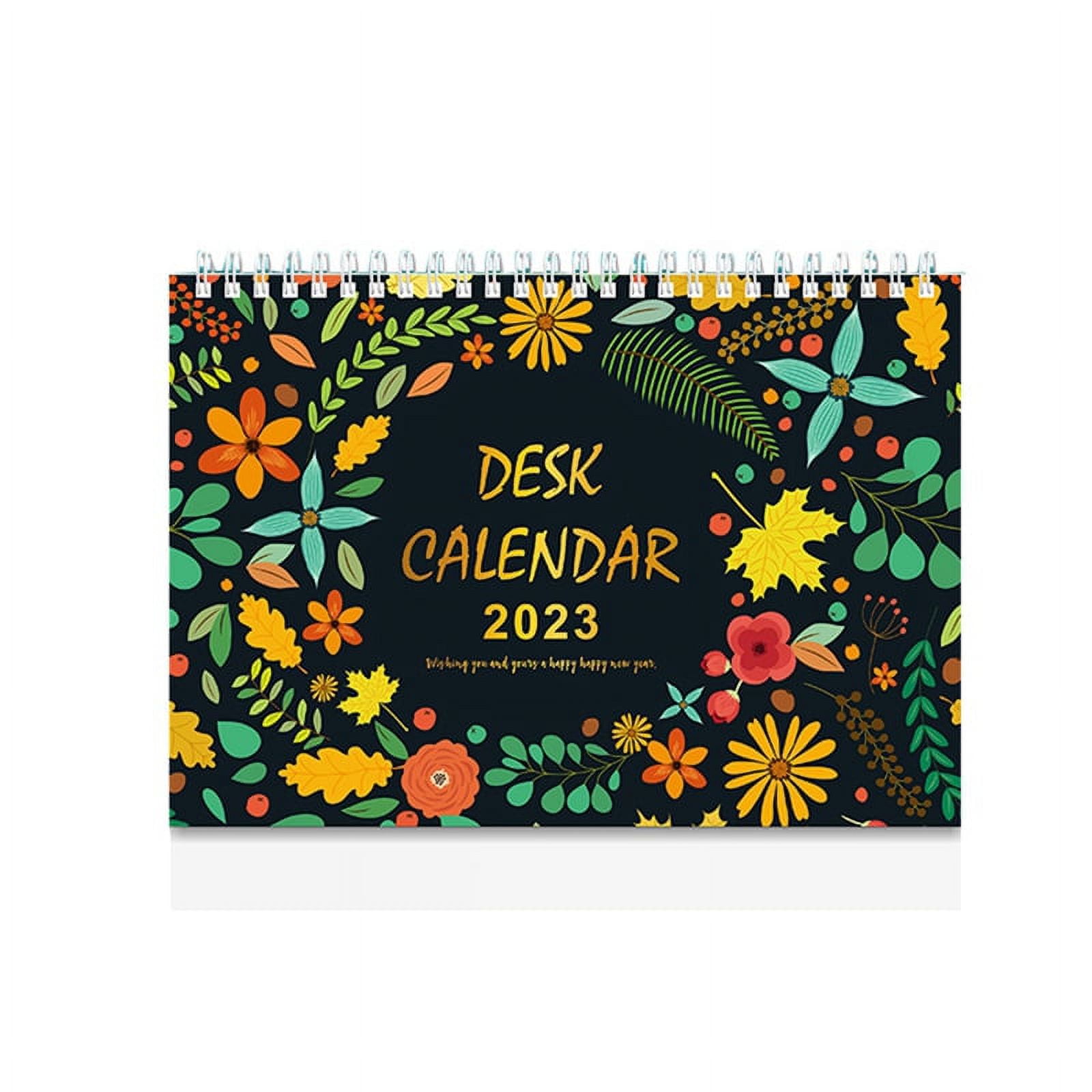 2PCS Desk Calendar Standing Flip Calendar, 12 Months Desktop Calendar