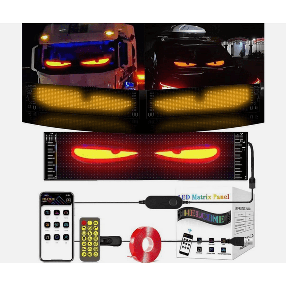2PCS Devil Eyes Light for Cars Car Window Flexible LED Display Screen Panel New 6.8in