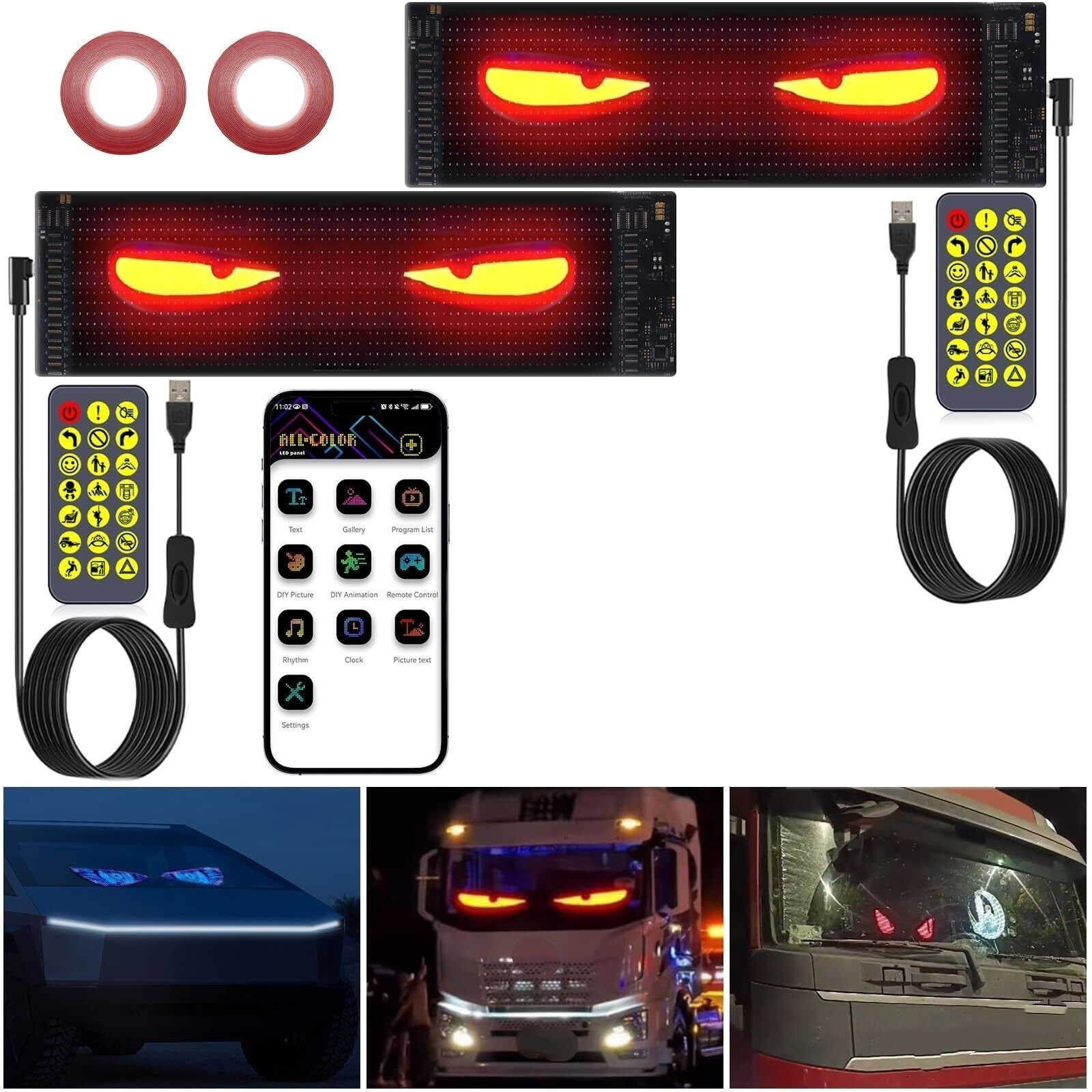Contol Devil Programmable Devil Eyes Devil Eyes Windshield LED Display ...