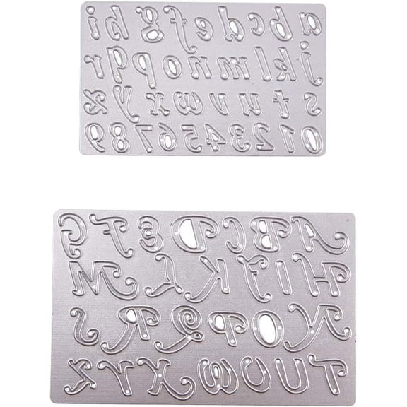2PCS Dies Cut Alphabet Letter Cutting Dies Drawing Painting Stencils Scale Templates for Scrapbooking Photo Album and Craft Projects