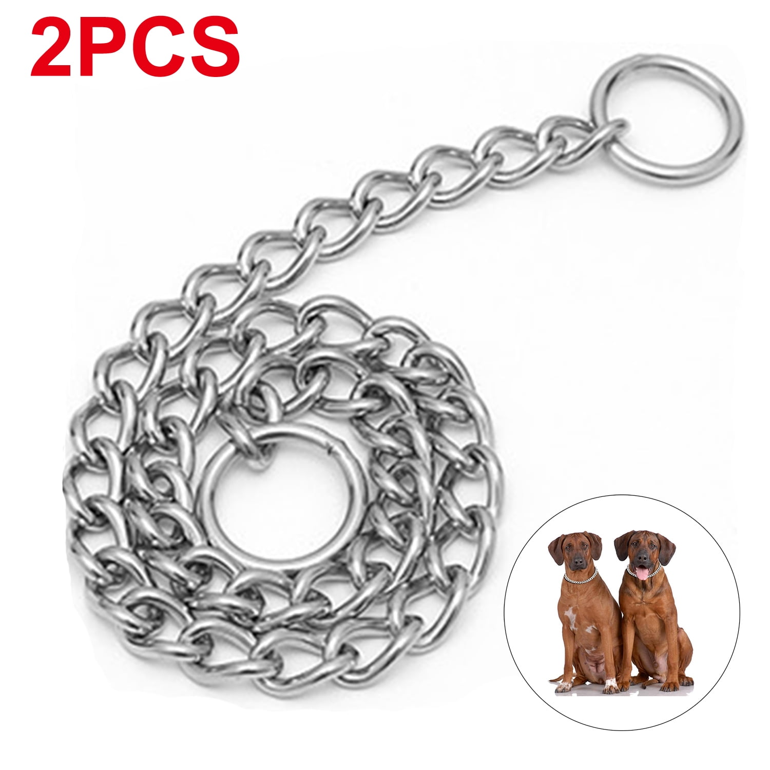 2PCS Dog Collar Slip Metal Strong Dog Chain,Heavy Duty Chew Proof