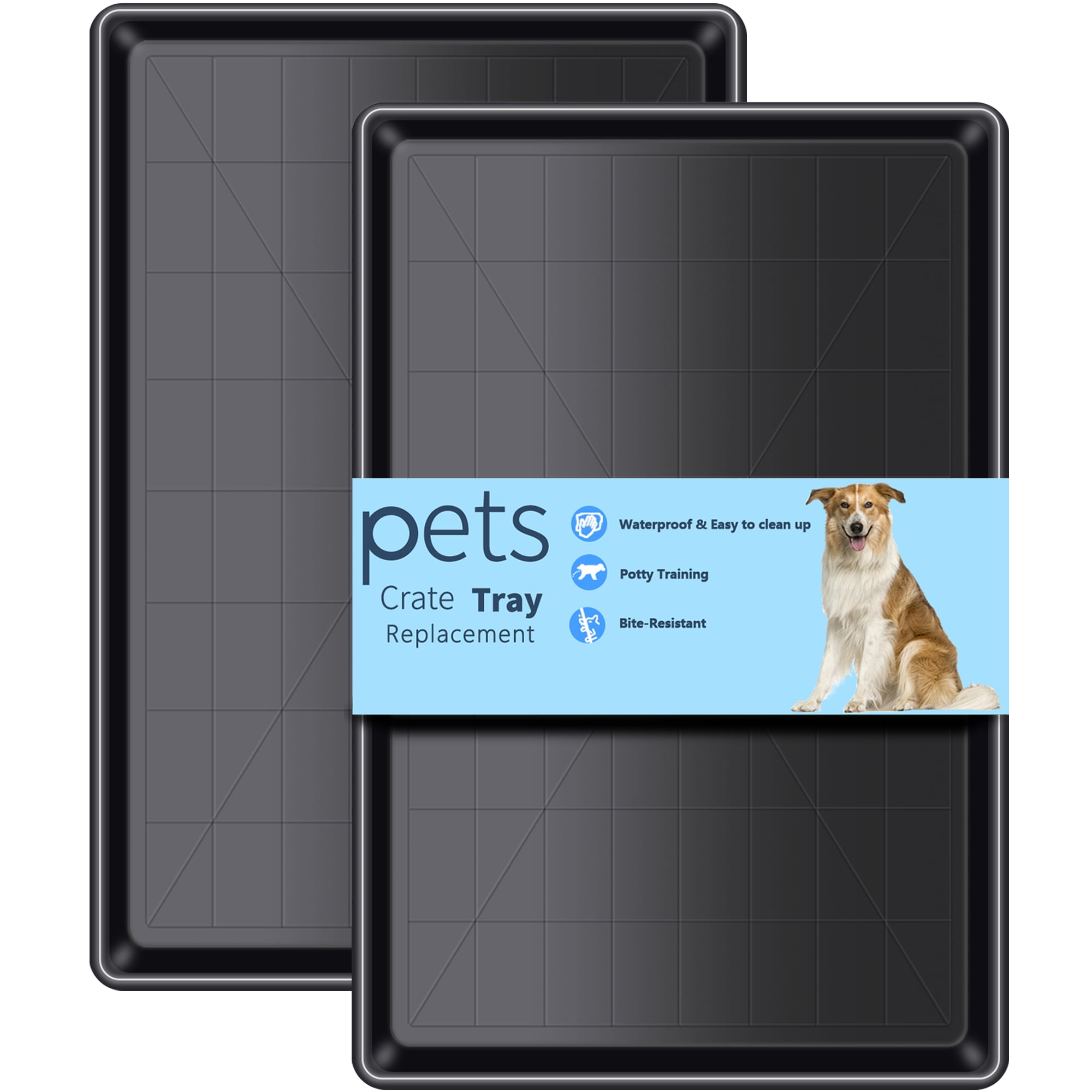 2PCS Dog Crate Tray 36" ChewProof Replacement Pan, Easy to Clean, Easy to Assemble,Ideal for