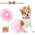 thumbnail image 1 of 2PCS Dog Crown Headband Dog Tutu Dress Set Lace Dog Tiara Crown Tutu Skirt Dog Dress Cute Pet Costume for Puppy Dog Birthday Party Wedding Photo Prop Costume, 1 of 7