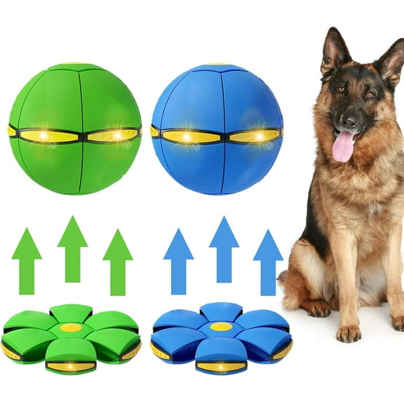 2PCS Dog Flying Disc Toy, Pet Toy Flying Saucer Ball with 3 Light for Dogs, Dog Toy Outdoor Toy Doggy Disc Ball, Outdoor Games