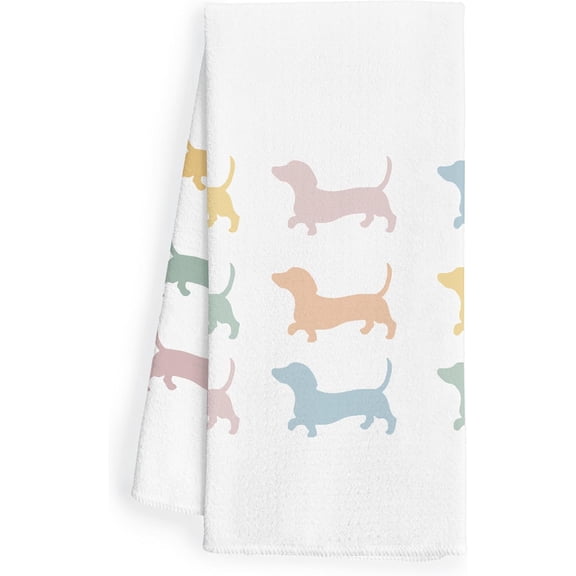 2PCS Dog Kitchen Hand Towels Dachshund Tea Towels Decor and Gifts for Women Dog Mom, 16x24 Inches