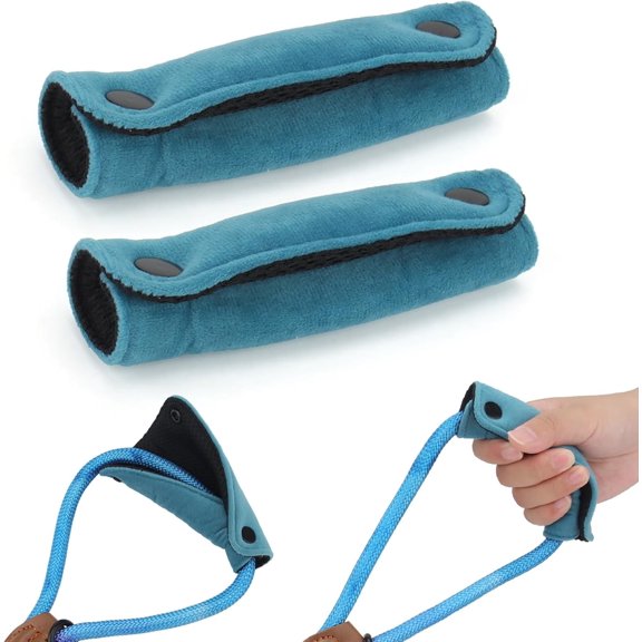 2PCS Dog Leash Grip Handle Sleeve, Soft Velvet, Polyester Mesh, Blue | Ensure Comfortable Grip - Leash Wrap & Dog Leashes / Box / Bag Handle Cover Protection Pads