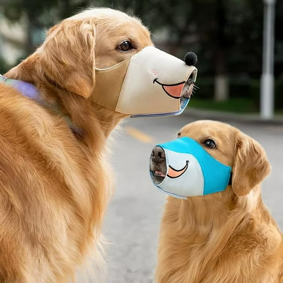 2PCS Dog Muzzles Anti Barking Adjustable Muzzle Breathable Dog Mouth Cover Gentle Cloth Dog Muzzle Cute Funny Dog Muzzles(L)