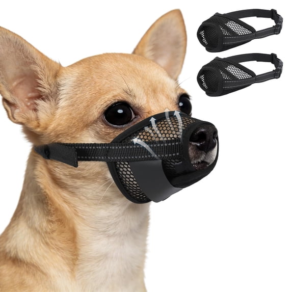 2PCS Dog Muzzles, Soft Muzzle for Small Dogs to Prevent Biting Barking Eating Chewing, Adjustable Air Mesh Breathable Dog Mouth Guard for Grooming