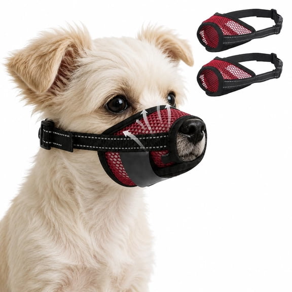2PCS Dog Muzzles, Soft Muzzle for Small Dogs to Prevent Biting Barking Eating Chewing, Adjustable Air Mesh Breathable Dog Mouth Guard for Grooming