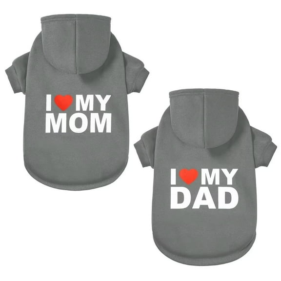 2PCS Dog Sweater,Pet Hoodie for Cold Weather,Coat Hooded Sweatshirt for Puppies,Cats, Small Medium Large Dogs,MOM and DAD