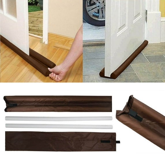 2PCS Under Door Draft Stopper - Heavy Duty Door Sweep for Noise Reduction & Weatherproofing - Double Side Adjustable Gap Filler for Patio, Sliding & Entry Doors