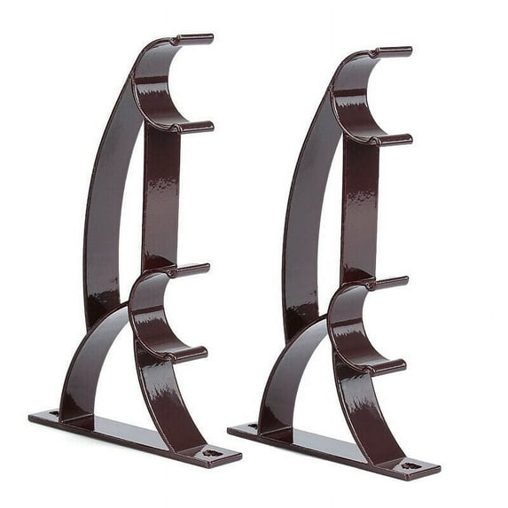 2PCS Double Curtain Rod Bracket Heavy Duty Aluminum Alloy Support Holder for Window Drapery Hardware Stable Wall Mounted Design for Home Use,curtain bracket,Brown