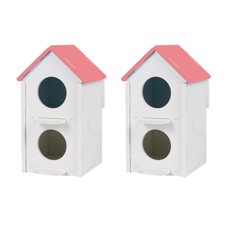 2PCS Double Hole Pet Bird Parrot Hatching Breeding House Pink, Detachable, Easy To Clean, DIY Asslembly