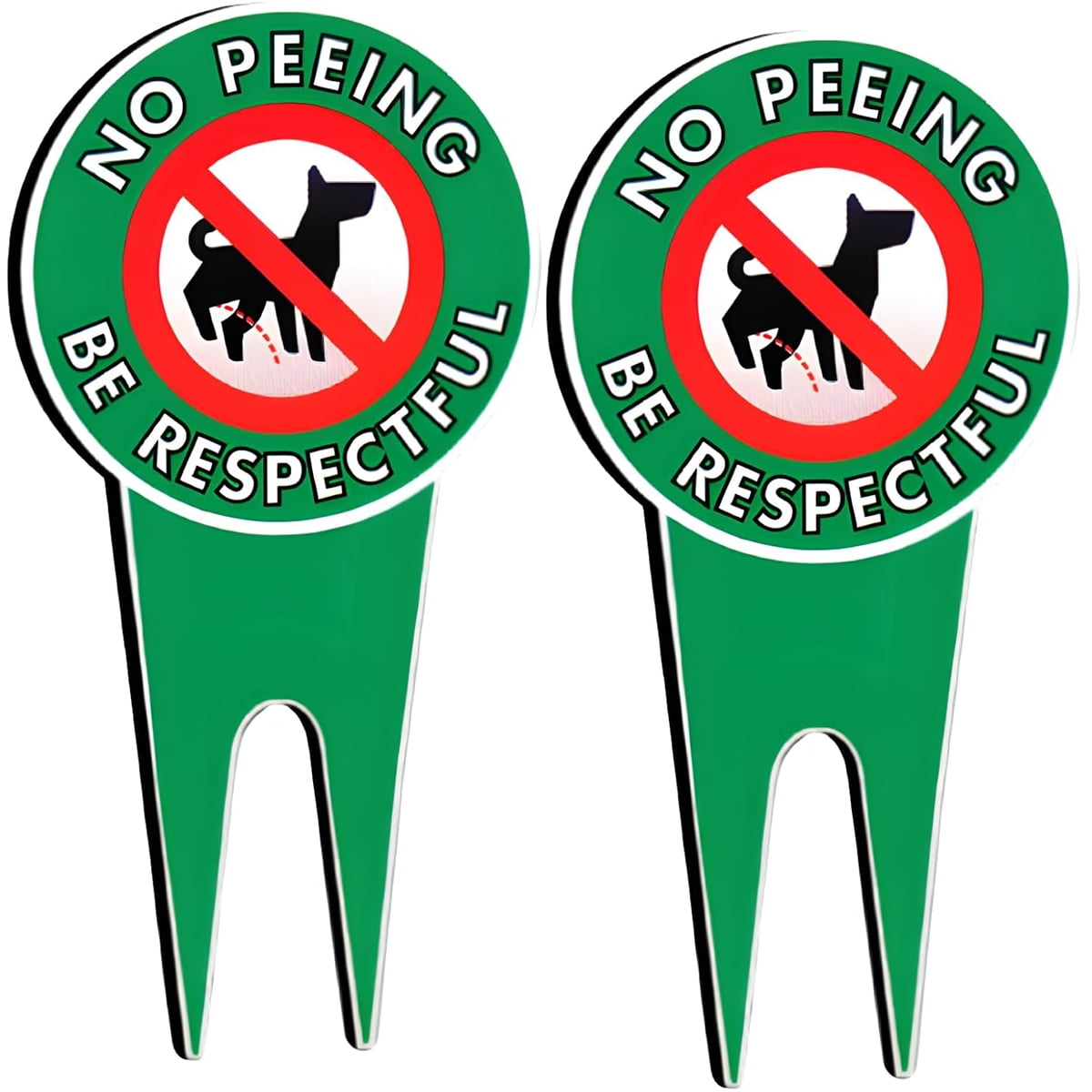 2PCS Double Sided No Peeing Sign with Stake Yard Sign Stop Dogs from