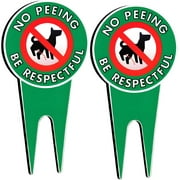 2PCS Double Sided No Peeing Sign with Stake Yard Sign Stop Dogs from Peeing On Your Lawn